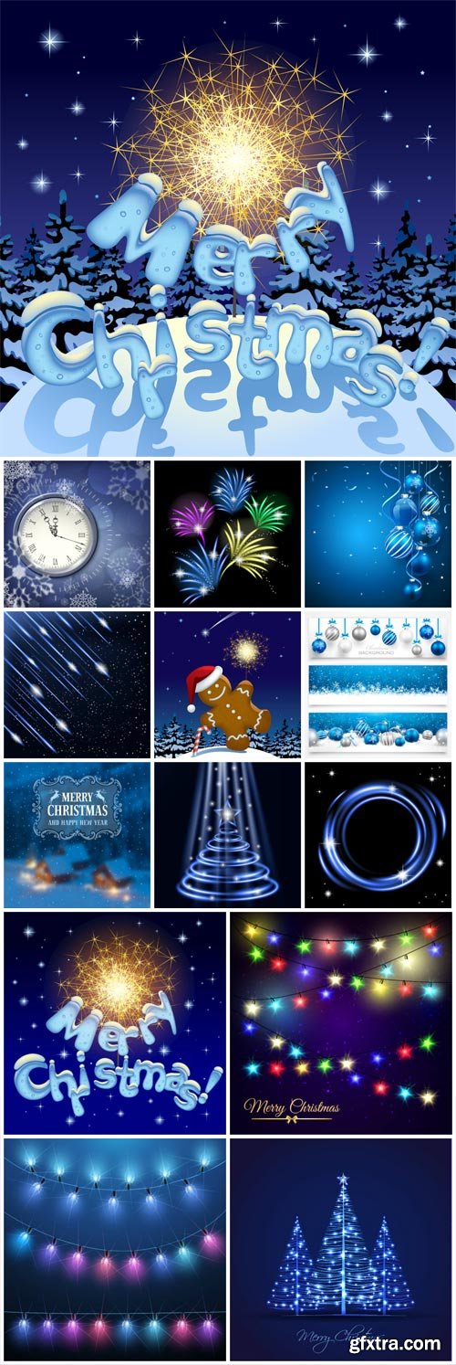Christmas and New Year, vector shining backgrounds