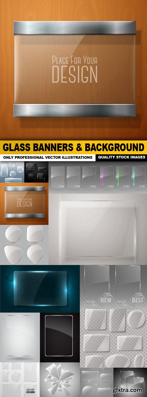 Glass Banners & Background - 15 Vector