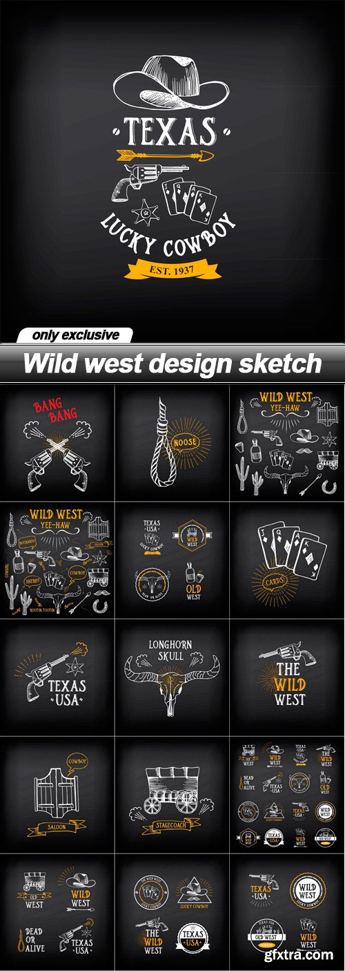 Wild west design sketch - 16 EPS