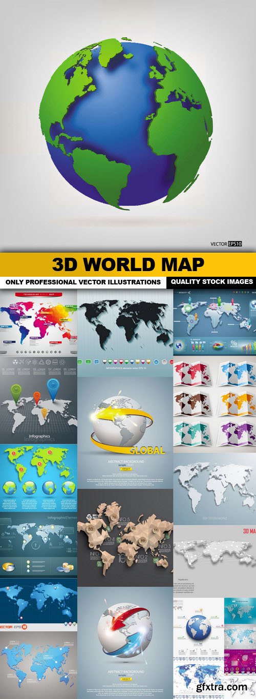 3d World Map - 22 Vector