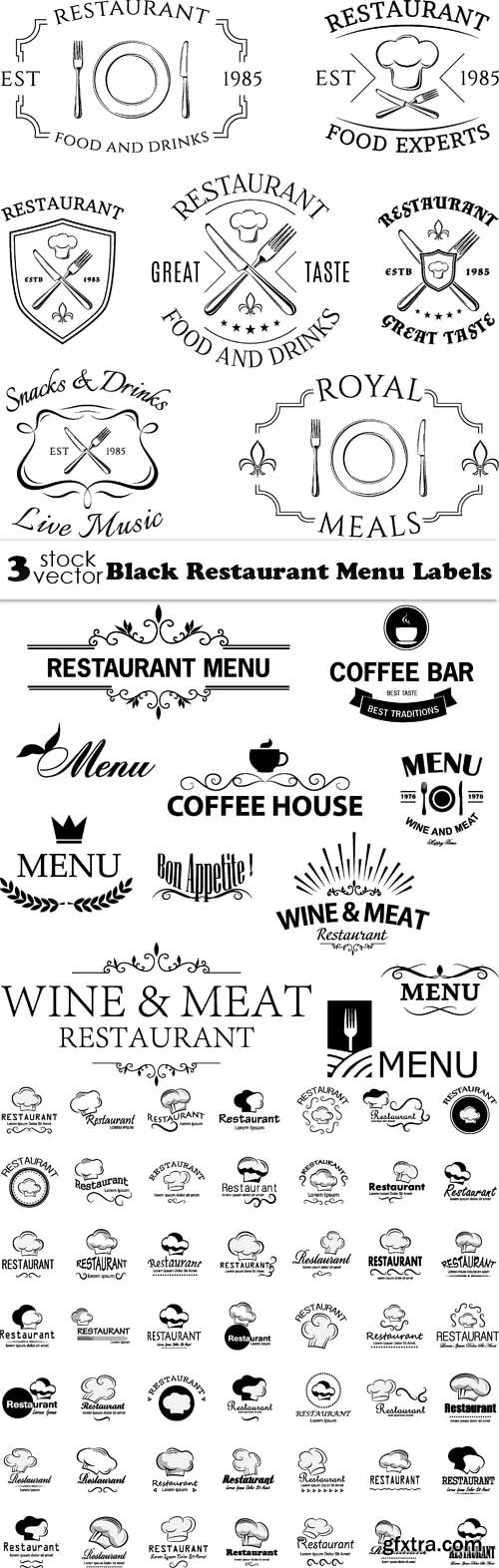 Vectors - Black Restaurant Menu Labels
