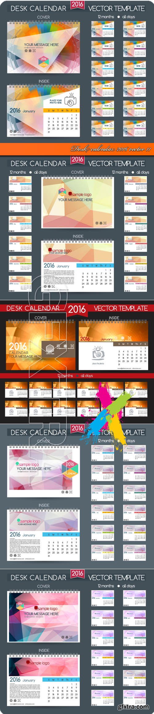 Desk calendar 2016 vector 11