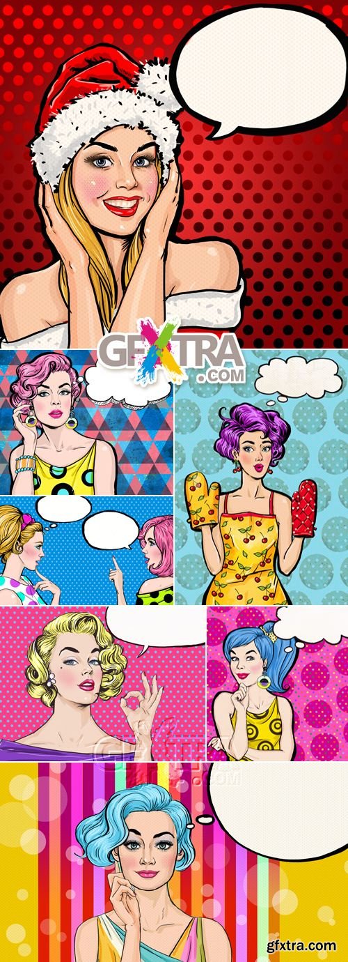 Stock Photo - Pin-up Woman with Speech Bubbles 2