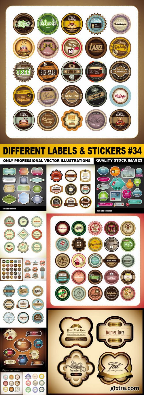 Different Labels & Stickers #34 - 12 Vector