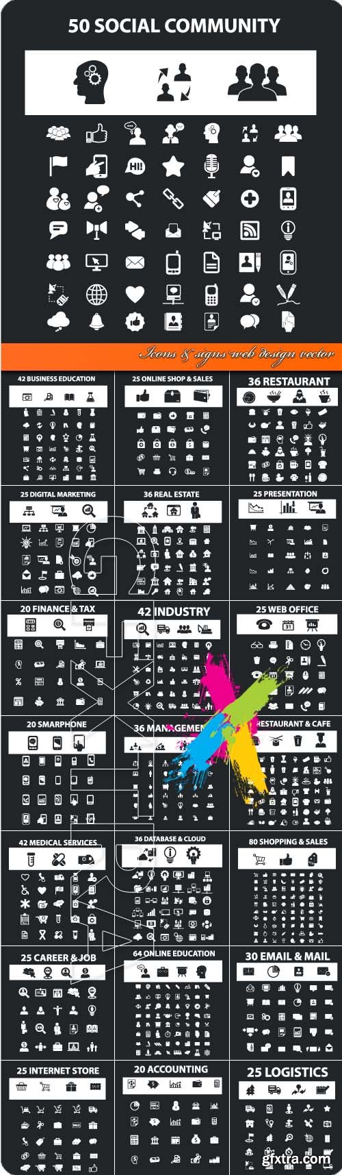Icons & signs web design vector