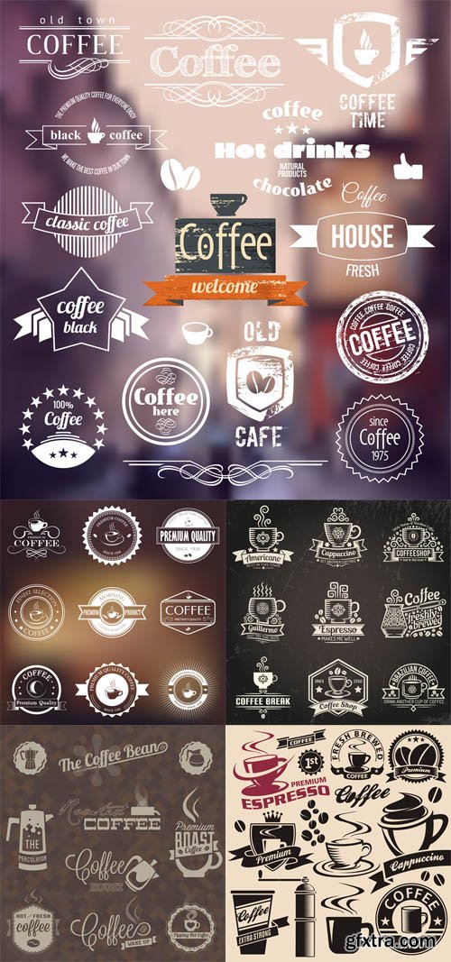 Coffe Shop Vector Labels Symbols Sign