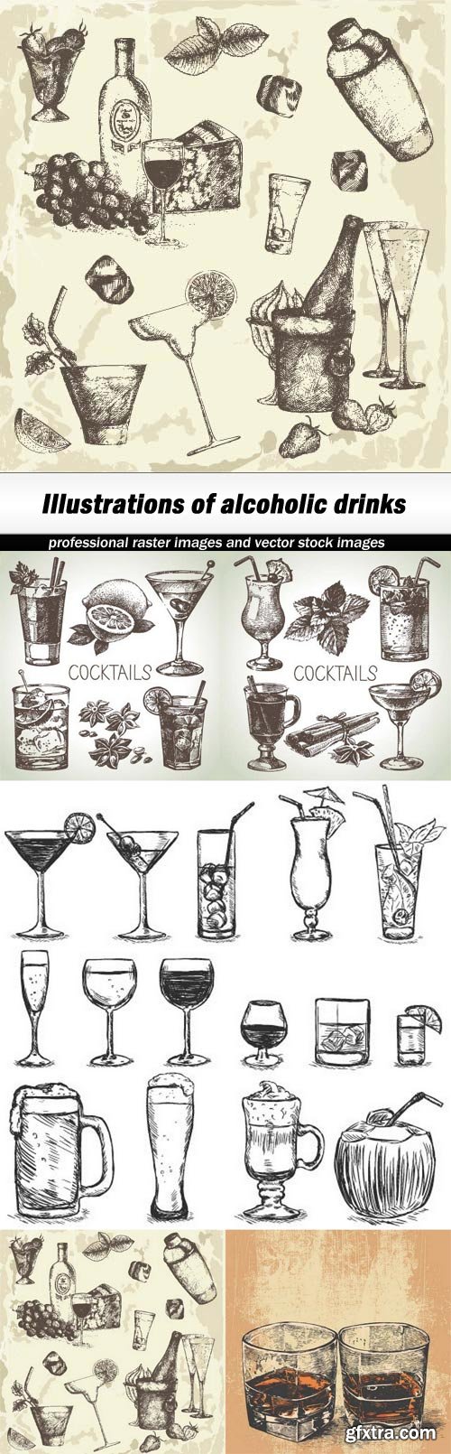 Illustrations of alcoholic drinks