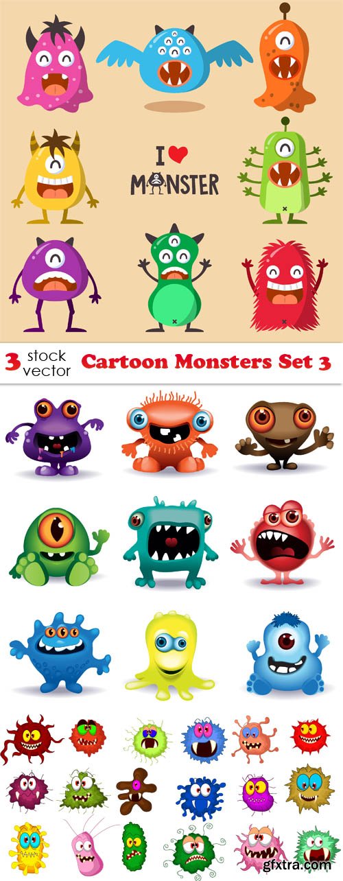 Vectors - Cartoon Monsters Set 3