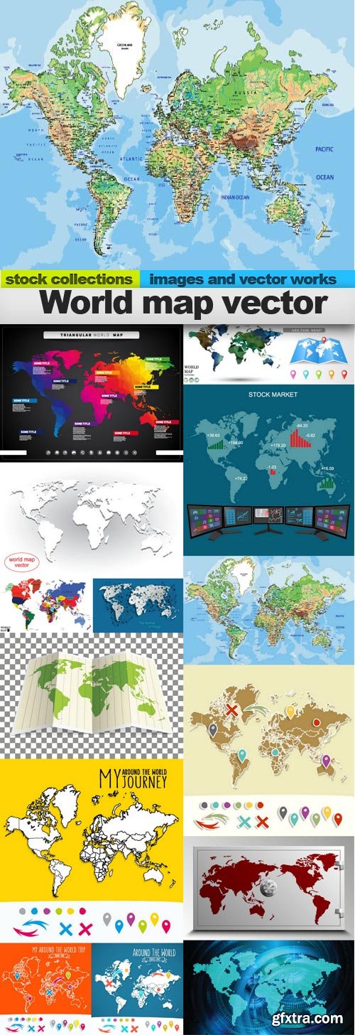 World map vector, 15 x EPS