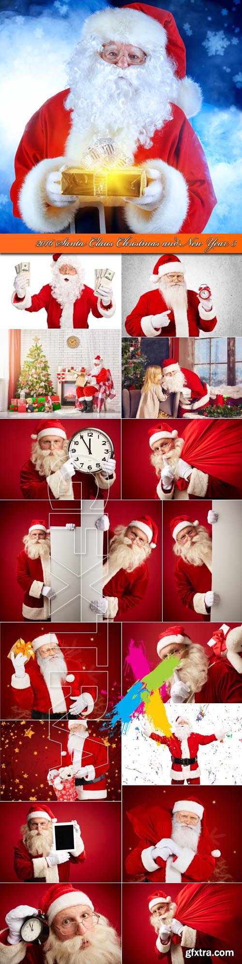 2016 Santa Claus Christmas and New Year 3 - Stock Photo