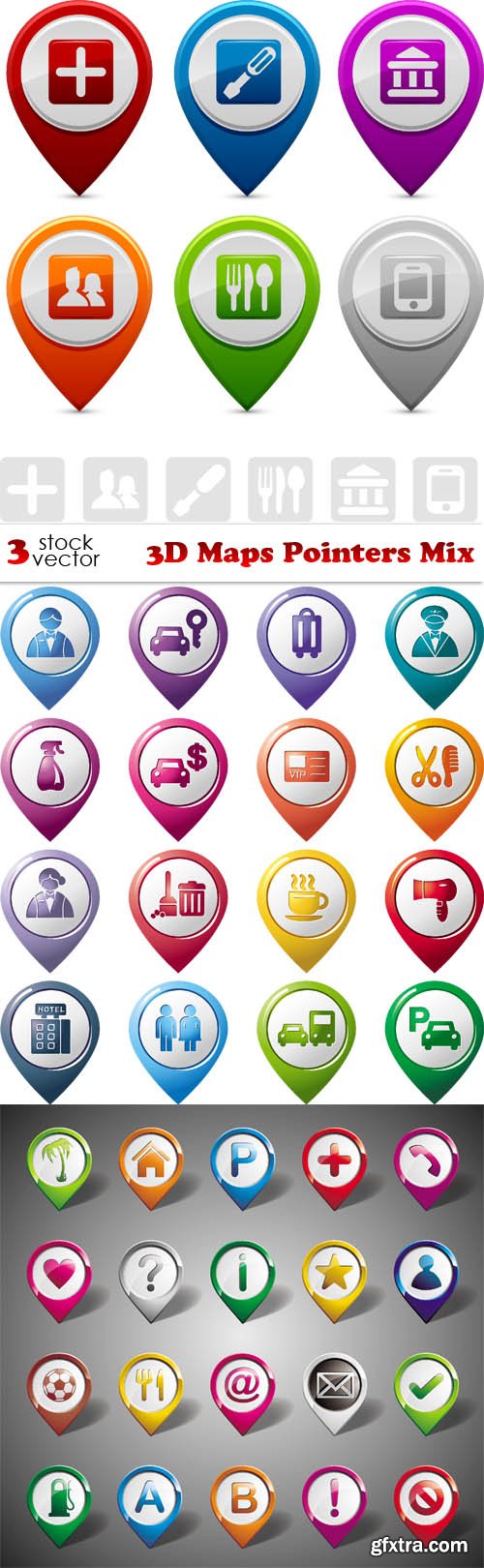 Vectors - 3D Maps Pointers Mix