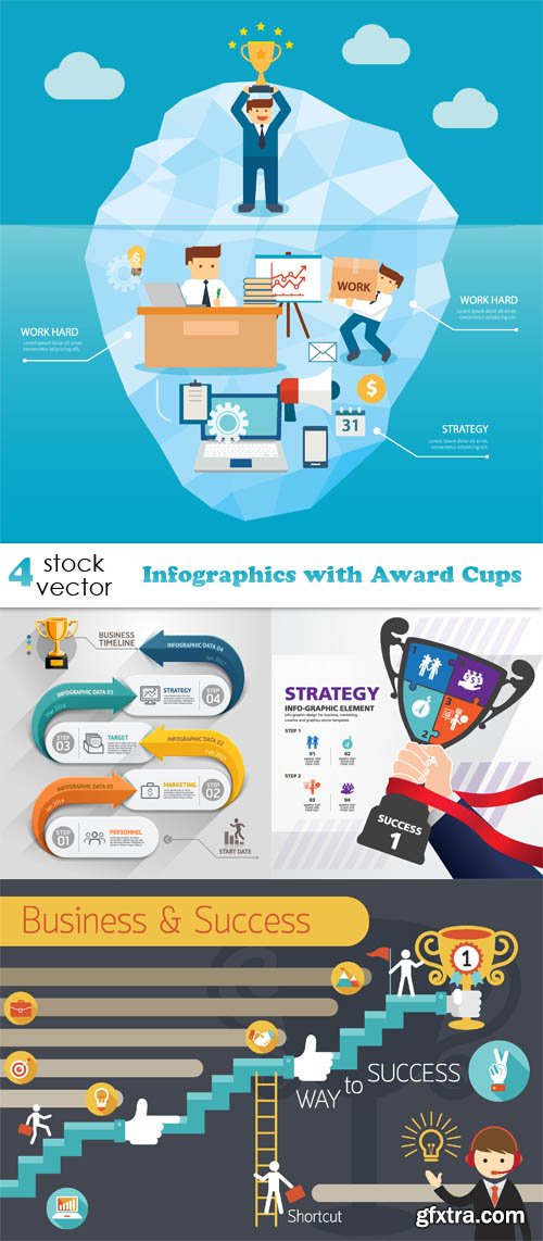 Vectors - Infographics with Award Cups