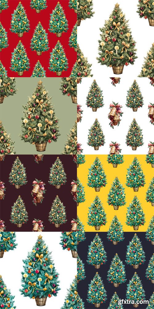 New Yerar and Christmas Patterns with Tree