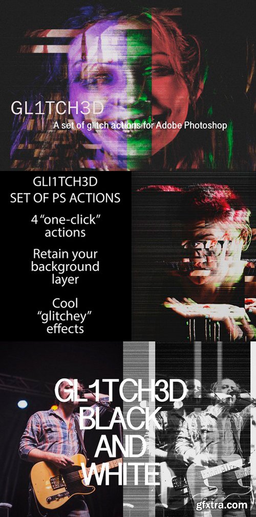 CM - Glitched Set of Photoshop Actions 413833