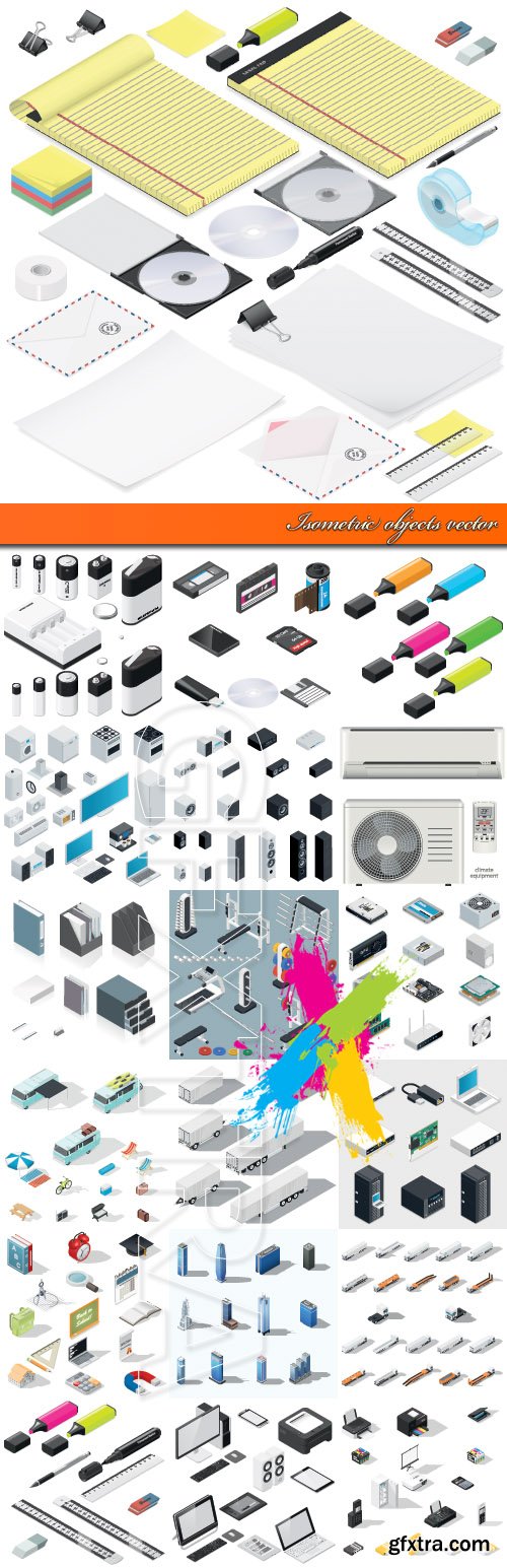 Isometric objects vector
