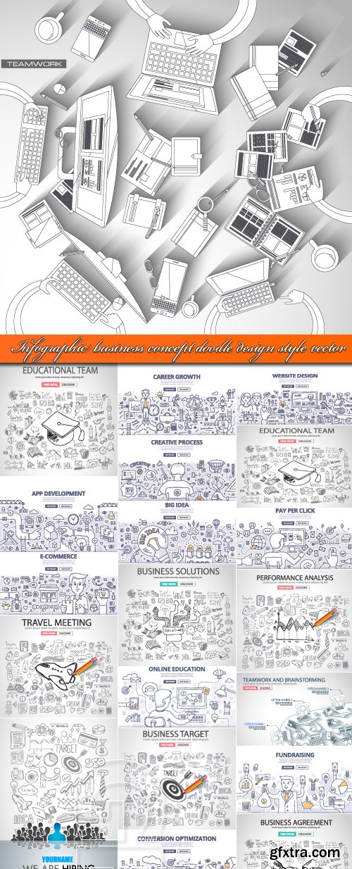 Infographic business concept doodle design style vector