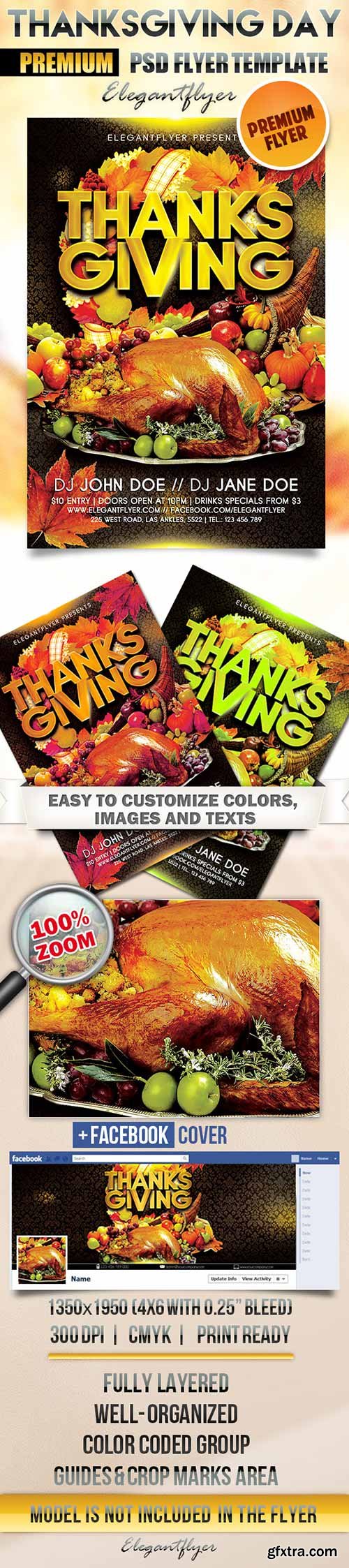 Thanksgiving Day Flyer PSD Template + Facebook Cover