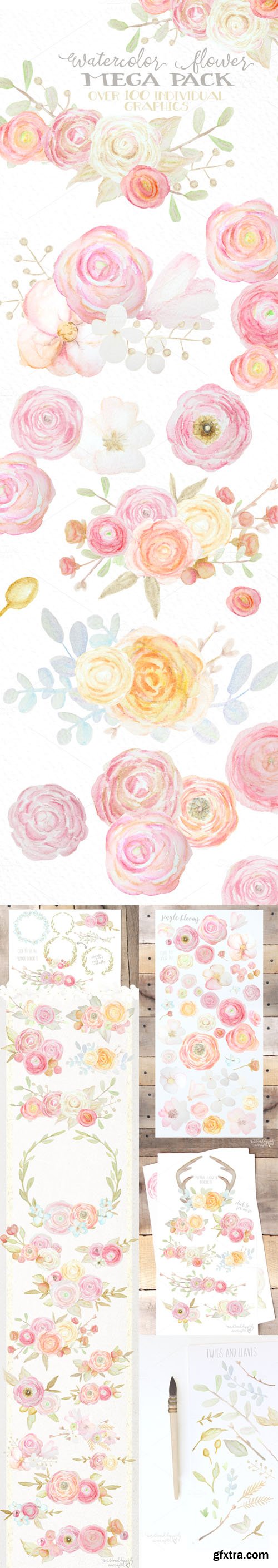 Watercolor Flowers Mega Pack - CM 236718
