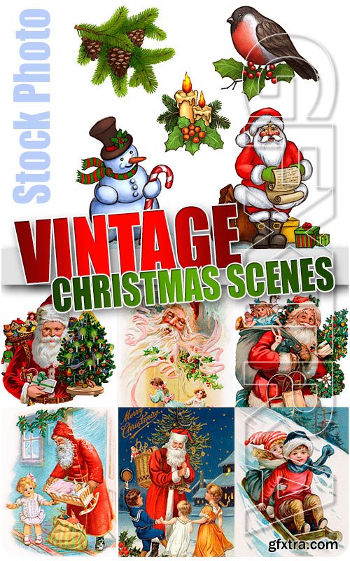 Vintage Christmas Scenes - UHQ Stock Illustrations