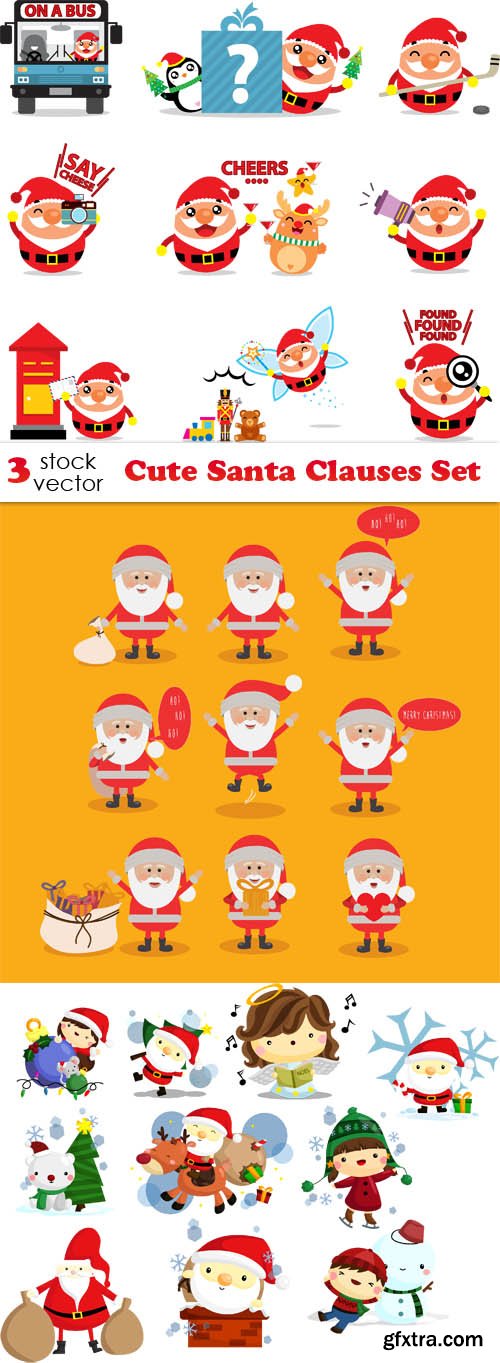 Vectors - Cute Santa Clauses Set