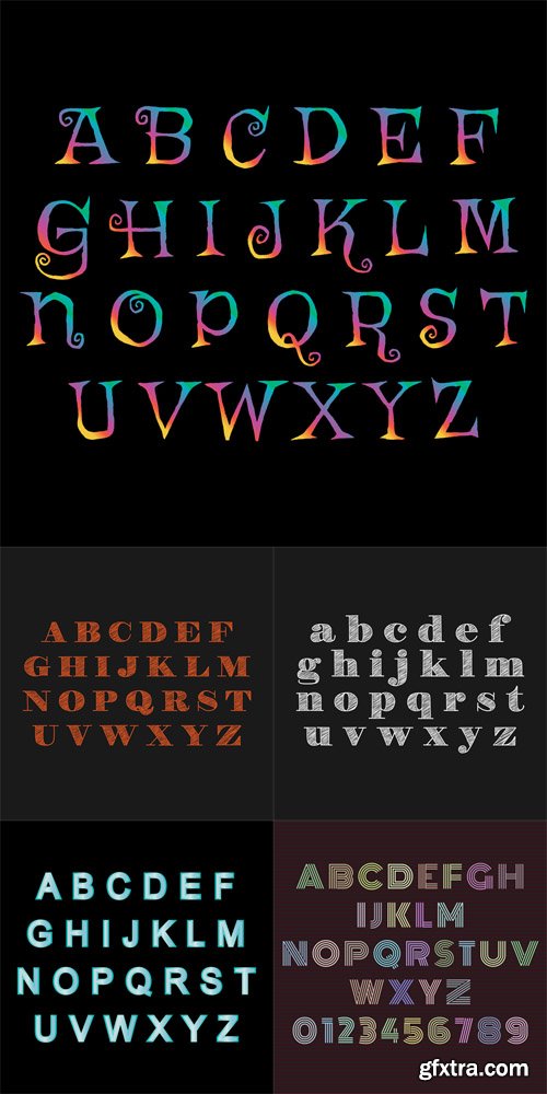 5 Different Alphabets Vector Set