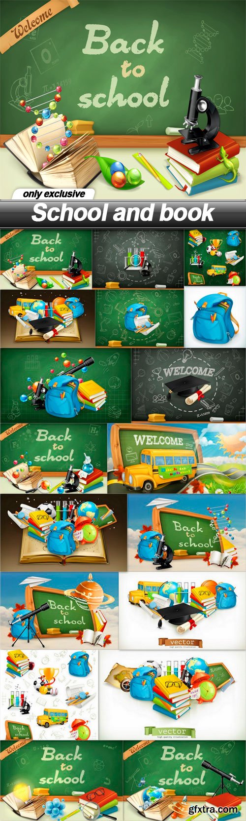 School and Book Illustrations 18xEPS