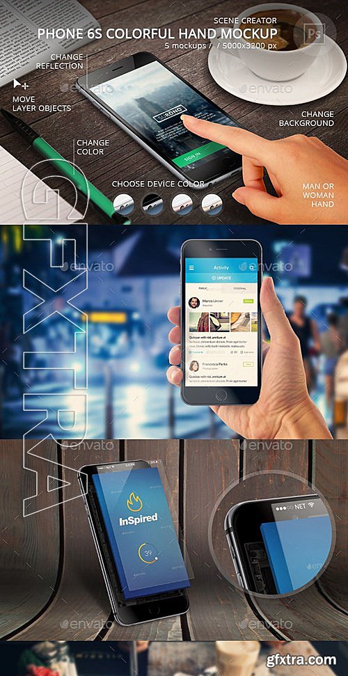 GraphicRiver - Phone 6S Colorful Hand Mockup 13381125