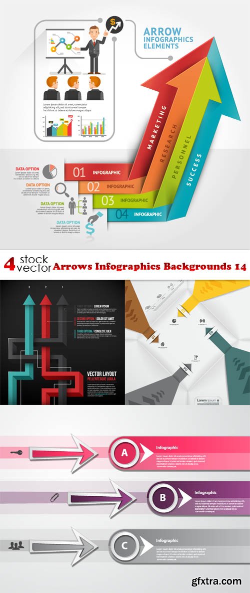 Vectors - Arrows Infographics Backgrounds 14