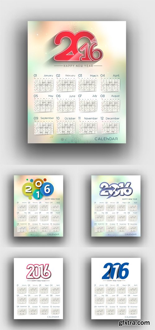 2016 Calendars Vector Set