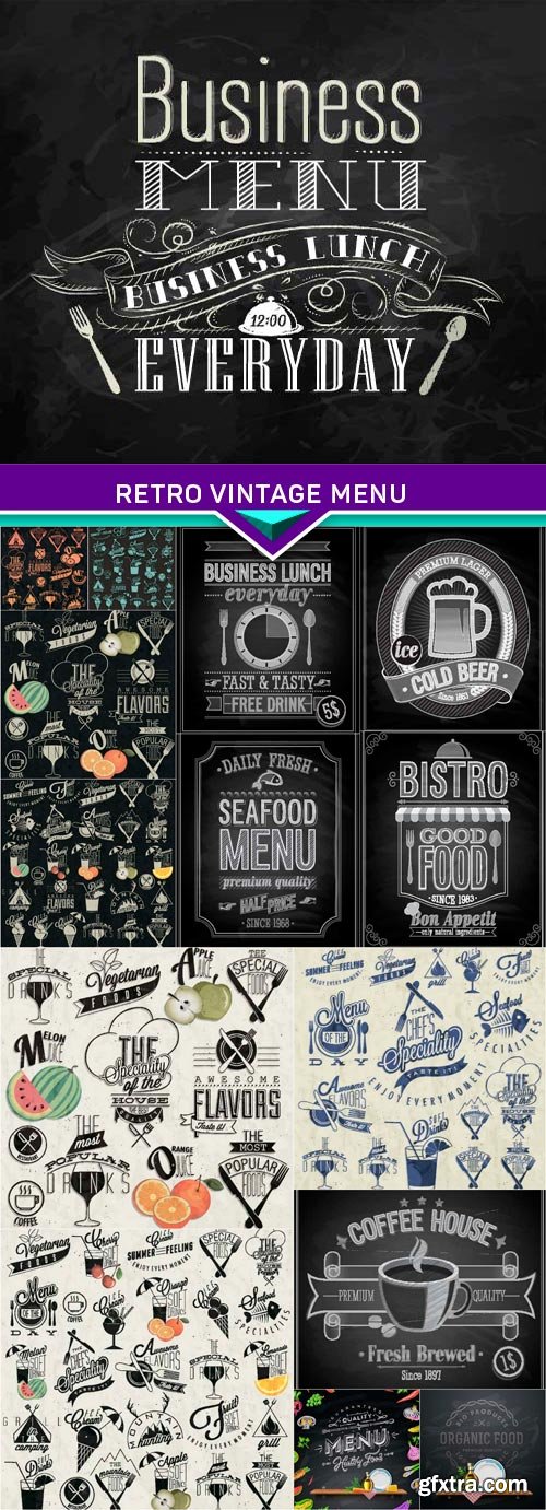 Retro vintage menu 15x EPS