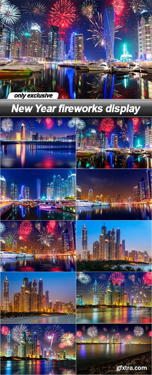 New Year fireworks display - 10 UHQ JPEG