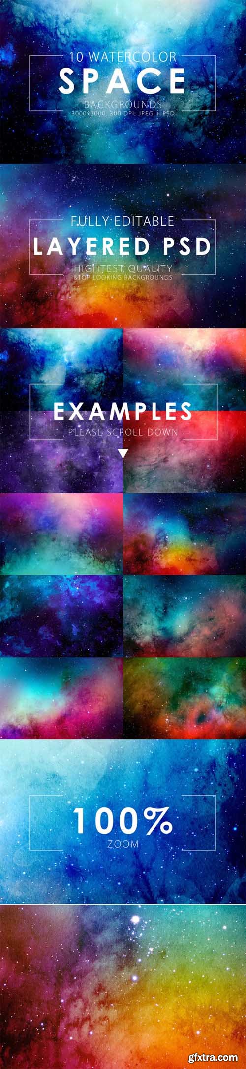 Space Watercolor Backgrounds