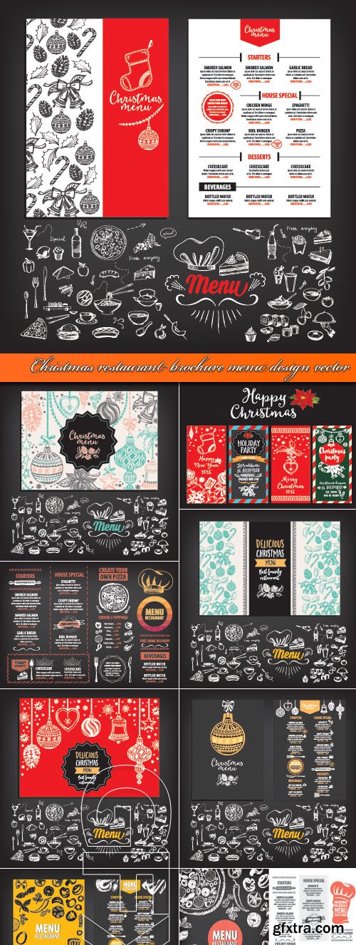Christmas restaurant brochure menu design vector
