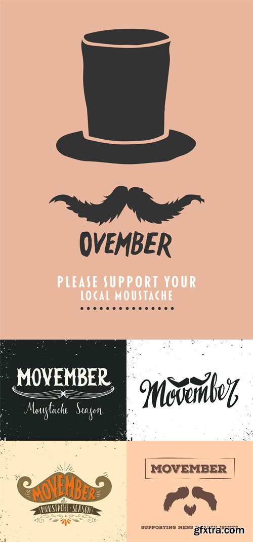 Movember Mousetatche Season Vector Set