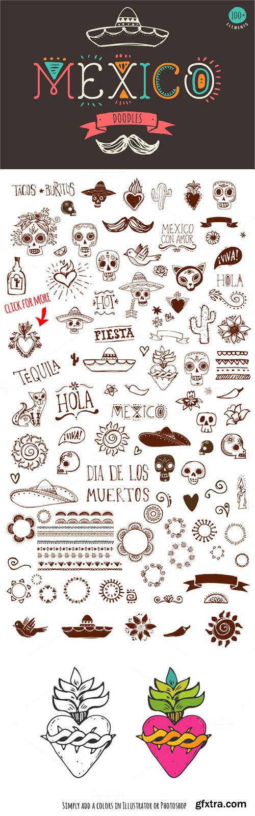 Mexican Hand Drawn Doodles Set - CM 334017