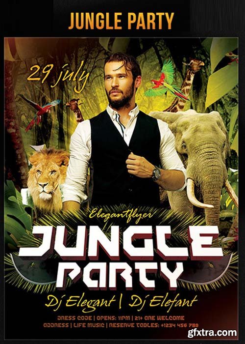 Jungle Party Flyer Template + Facebook Cover