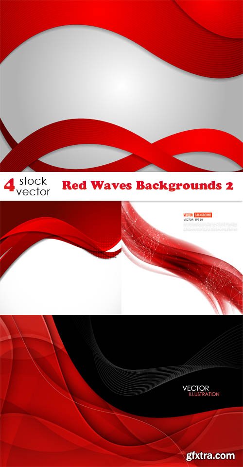 Vectors - Red Waves Backgrounds 2