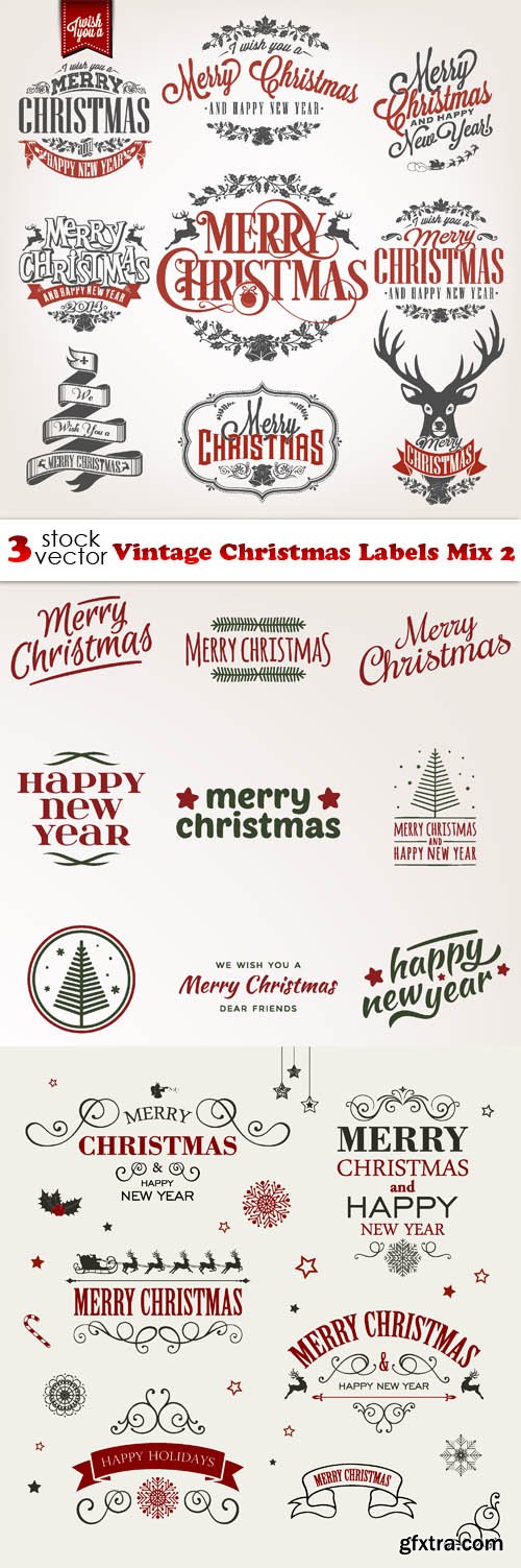 Vectors - Vintage Christmas Labels Mix 2