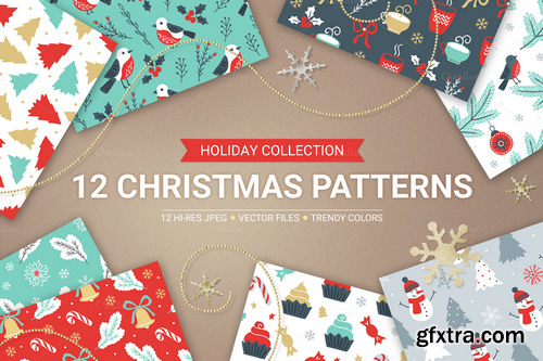 CreativeMarket - 12 Christmas Seamless Patterns 430290