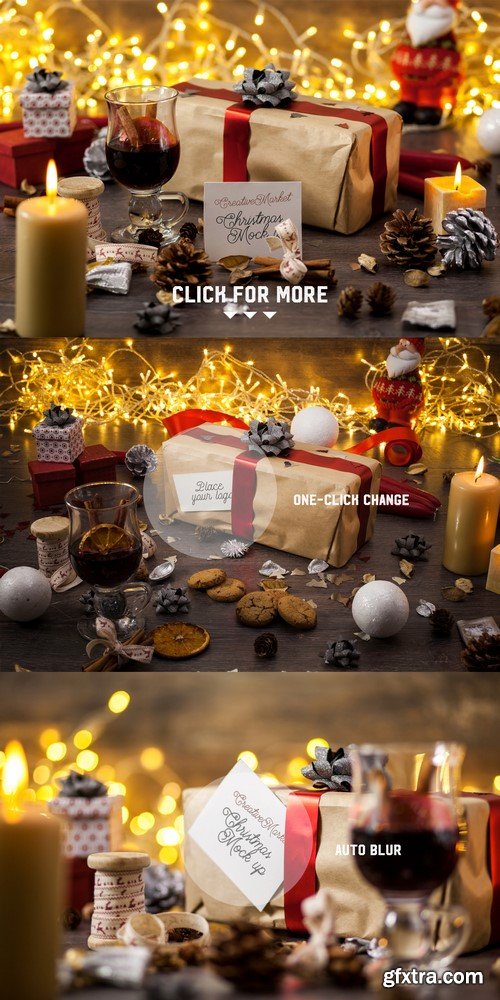 CreativeMarket - 3x Christmas card mock-ups 423958