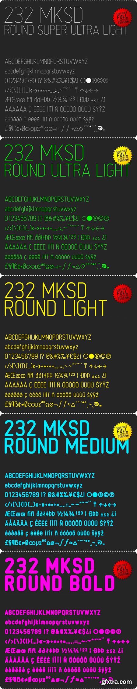 232MKSD Round - 5 Fonts
