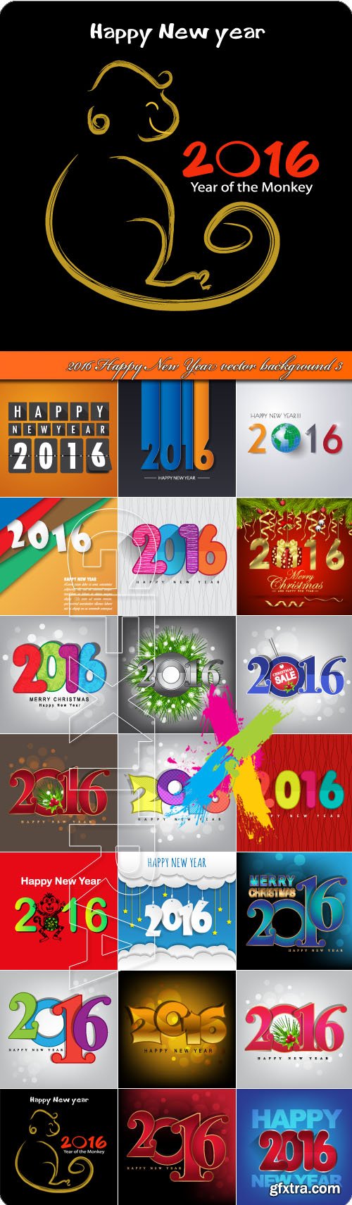 2016 Happy New Year vector background 3