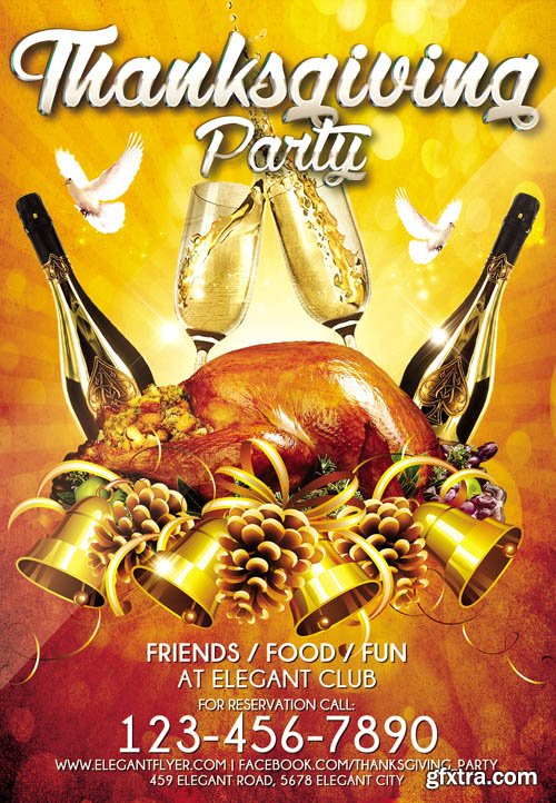 Thanksgiving Party Night – Flyer PSD Template + Facebook Cover
