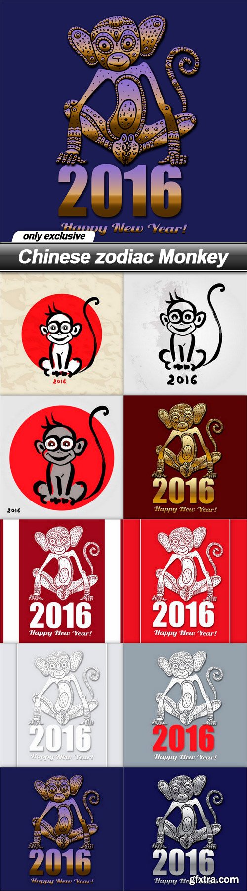 Chinese zodiac Monkey - 10 EPS