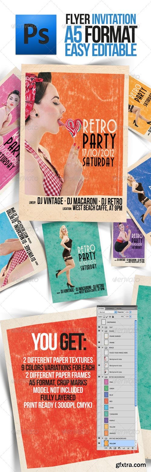 GraphicRiver - Party Retro Pin-Up Flyer A5 Format - 2023435