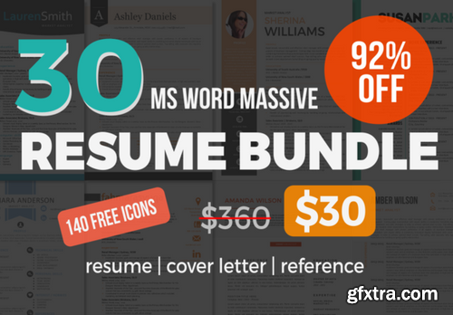 CM - 30 massive Word resume pack bundle 424063