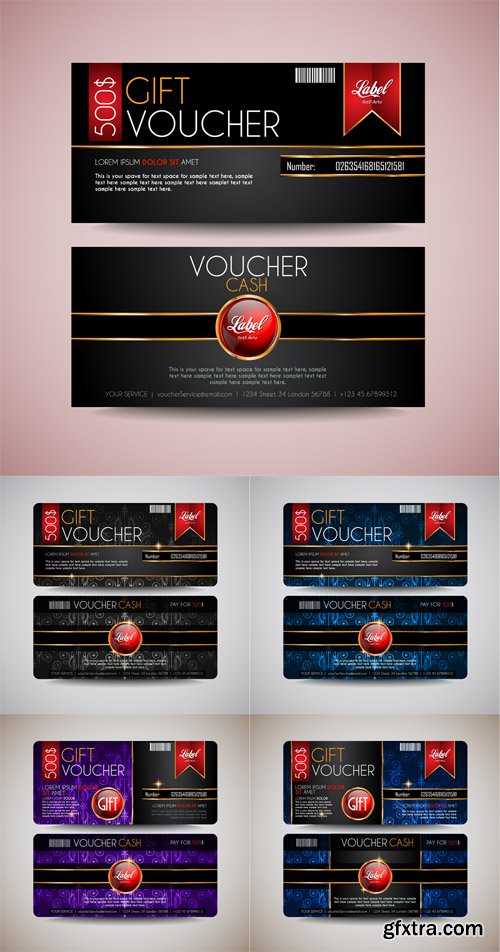 Vector Voucher Gift Cards Layout Templates
