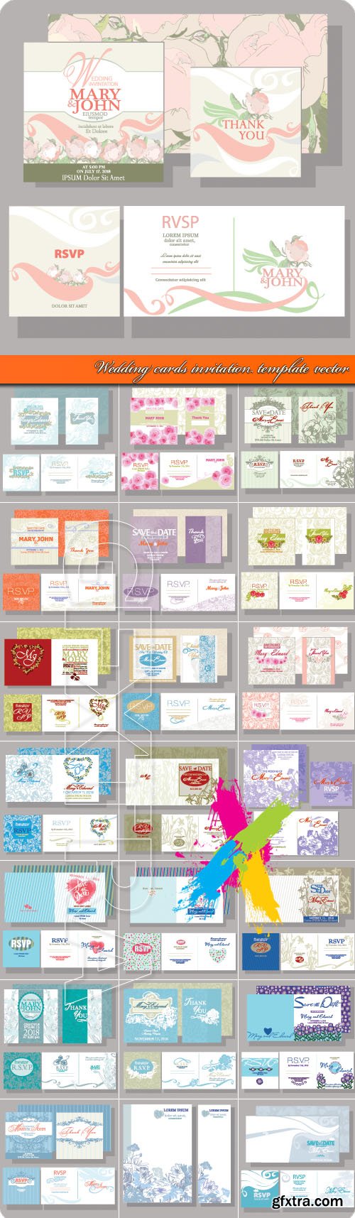 Wedding cards invitation template vector