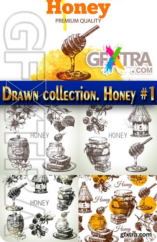 Hand drawn collection. Honey #1 - Stock Vector