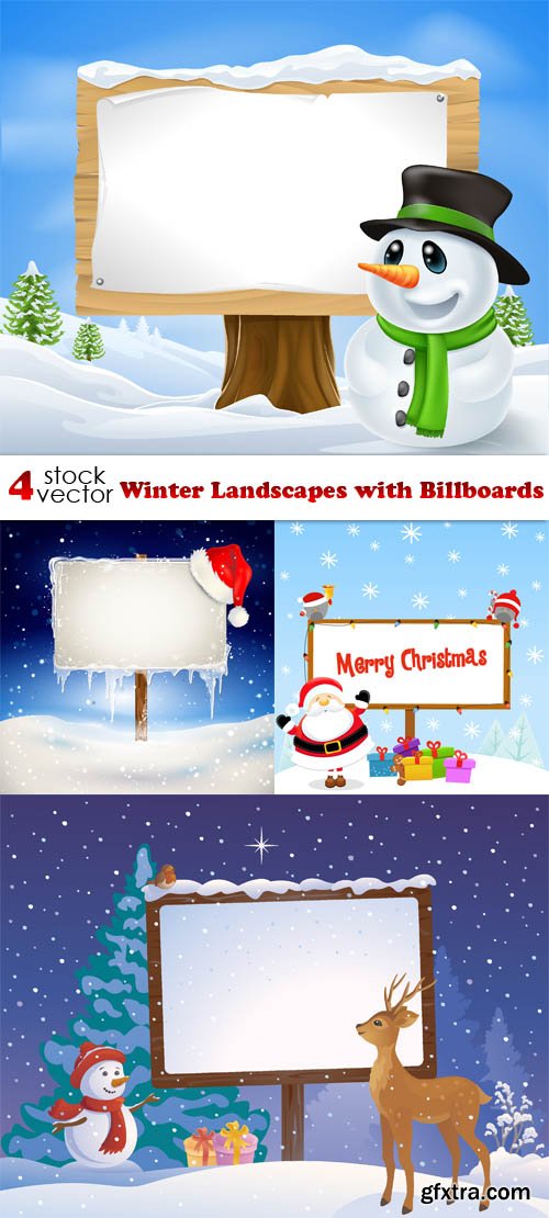Vectors - Winter Landscapes with Billboards